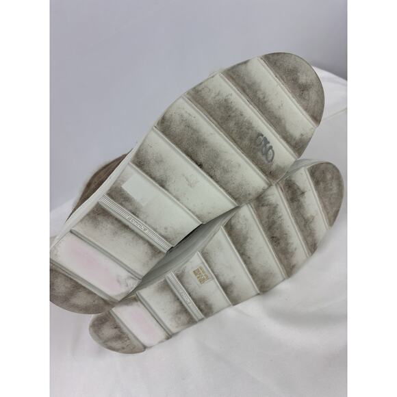 Joyks Suede Booties Sneakers Tan Taupe Faux Fur Accent Lining 39 Zip Ankle - Picture 5 of 9